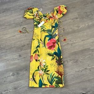 Medium tropical yellow dress young fabulous and broke